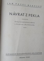 kniha Návrat z pekla hrůzy koncentračních táborů v Osvětimi a Buchenwaldu, Slovanské nakladatelství Josef Elstner 1945