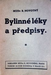 kniha Bylinné léky a předpisy, MUDr. R. Novotný 1940