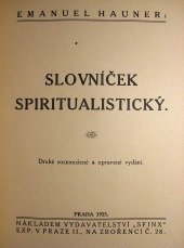 kniha Slovníček spiritualistický, Sfinx 1923