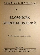 kniha Slovníček spiritualistický, Sfinx 1923