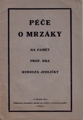 kniha Péče o mrzáky, Zemský spolek pro léčbu a výchovu mrzáků 1927