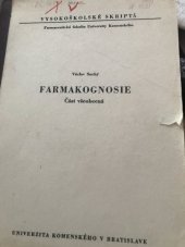 kniha Farmakognosie Část všeobecná, Univerzita Komenského 1988