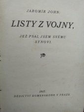 kniha Listy z vojny, jež psal jsem svému synovi, Dědictví Komenského 1917