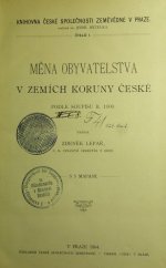 kniha Měna obyvatelstva v zemích koruny České, podle soupisu r. 1900, Česká společnost zeměvědná 1904