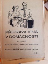 kniha Příprava vína v domácnosti, Josef Marek 1941