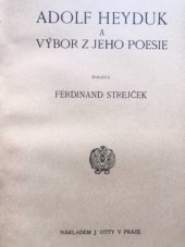 kniha Adolf Heyduk a výbor z jeho poesie, J. Otto 1928