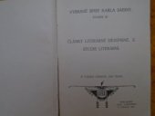 kniha Vybrané spisy Karla Sabiny. Sv. 2, - Články literárně dějepisné., Jan Laichter 1912