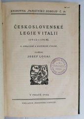 kniha Československé legie v Italii (1915-1918), Památník odboje 1922