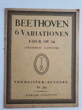 kniha 6 variationen F dur, op. 34 variace pro klavír, Verlag Ullstein 1950