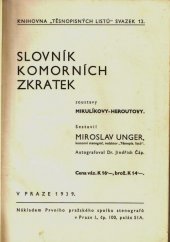 kniha Slovník komorních zkratek soustavy Mikulíkovy-Heroutovy, První pražský spolek stenografů 1939