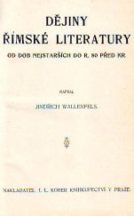 kniha Dějiny římské literatury od dob nejstarších do r. 80 před Kr., I.L. Kober 1918