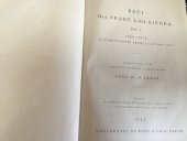 kniha Řeči dra. Frant. Lad. Riegra. Díl I, - 1868-1878, St. Kočí 1923