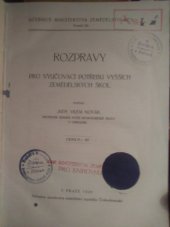 kniha Rozpravy Pro vyučovací potřebu vyšších zemědělských škol, Ministerstvo zemědělství 1928