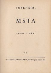 kniha Msta, Josef Krbal 1935