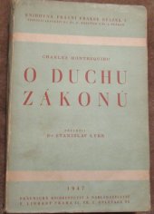 kniha O duchu zákonů, Právnické knihkupectví a nakladatelství V. Linhart 1947