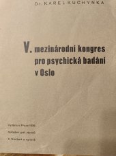 kniha V. mezinárodní kongres pro psychická badání v Oslo, Neubert a synové 1936