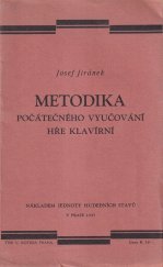 kniha Metodika počátečného vyučování hře klavírní, Československá jednota hudebních stavů 1937