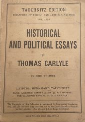 kniha Historical and political essays, Leipzig 1916