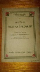 kniha Havlíčkův politický program články, které napsal Karel Havlíček Borovský do Národních Novin, do Pražských Novin a Slovana, Jan Laichter 1907