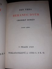 kniha Beranuc dvůr chodský román, J. Otto 1929