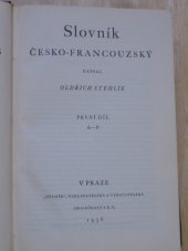 kniha Slovník česko-francouzský. První díl, A-P, Vesmír 1936