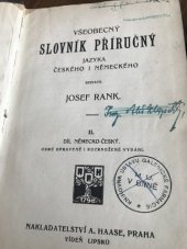 kniha Všeobecný slovník příručný jazyka českého a německého 2. - německo-český, A. Haase 1920