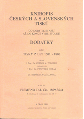 kniha Knihopis českých a slovenských tisků od doby nejstarší až do konce XVIII. století 2. - Tisky z let 1501-1800 - část III.; Písmeno D-J, Národní knihovna 1996