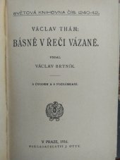 kniha Básně v řeči vázané, J. Otto 1916