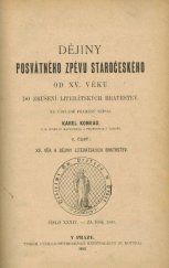 kniha Dějiny posvátného zpěvu staročeského od 15. věku do zrušení literátských bratrstev. I. čásť, - XV. věk a dějiny literátských bratrstev, Dědictví sv. Prokopa 1893