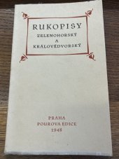 kniha Rukopisy Zelenohorský a Královédvorský, Václav Pour 1948