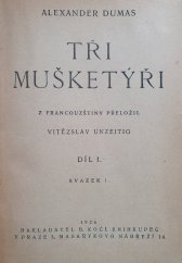 kniha Tři mušketýři. Díl I., B. Kočí 1926