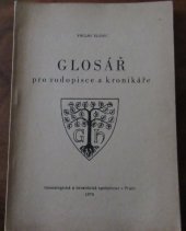 kniha Glosář pro rodopisce a kronikáře, Genealogická a heraldická společnost 1978