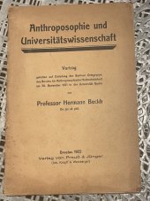 kniha Anthroposophie und Universitätswissenschaft, Verlag 1922