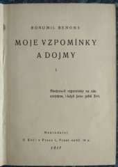 kniha Moje vzpomínky a dojmy. I, B. Kočí 1917