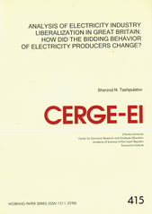 kniha Analysis of electricity industry liberalization in Great Britain: how did the bidding behavior of electricity producers change?, CERGE-EI 2010
