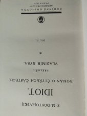 kniha Idiot Díl II. román o čtyřech částech., Rodinná knihovna, Henning Franzen 1928