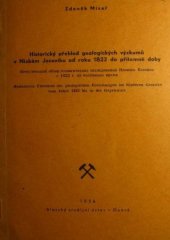 kniha Historický přehled geologických výzkumů v Nízkém Jeseníku od roku 1822 do přítomné doby, Slezský studijní ústav 1956