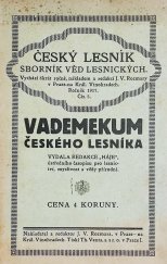 kniha Vademekum českého lesníka, J.V. Rozmara 1917