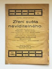 kniha Zření světa neviditelného jasnozření neb jasnovidnost, Fr. Jiroušek 1927