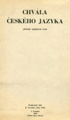 kniha Chvála českého jazyka překlady anglických veršů, s.n. 1943