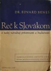 kniha Reč k Slovákom o našej národnej prítomnosti a budúcnosti, Slovenská odbočka Národnej rady československej  1934