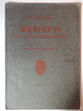 kniha Měřictví pro III. třídu středních škol, Jednota českoslov. matematiků a fysiků 1934