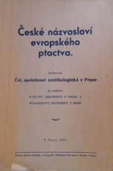 kniha České názvosloví evropského ptactva, Čsl. společnost ornithologická 1931