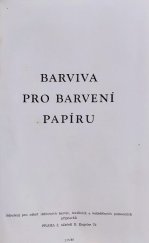 kniha Barviva pro barvení papíru, Jiskra 1970