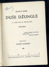 kniha Duše džungle Rom., Sfinx 1925