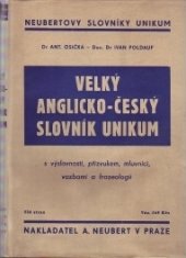 kniha Velký anglicko-český slovník, Alois Neubert 1948
