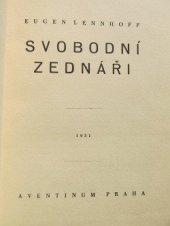 kniha Svobodní zednáři, Aventinum 1931