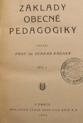 kniha Základy obecné pedagogiky, Česká grafická Unie 1925