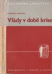 kniha Vlády v době krise, L. Mazáč 1937