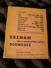 kniha Seznam ulic a náměstí hlavního města Olomouce, Hanácká knihtiskárna 1945